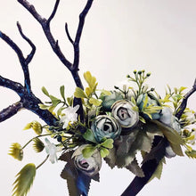 Load image into Gallery viewer, Black Branch Horn Flowers  Nymph Forest Horn Headdress Headwear Antlers Blue Green Halloween Costume【NALUMI】