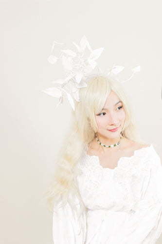 White Leaves Headpiece Adjustable Fasion Forest Modeling Design Costume 【NALUMI】