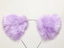 Load image into Gallery viewer, Big Cat ears Kitty Headwear Light Purple Furry White Inside Animal Headband Costume Bow Bells【NALUMI】