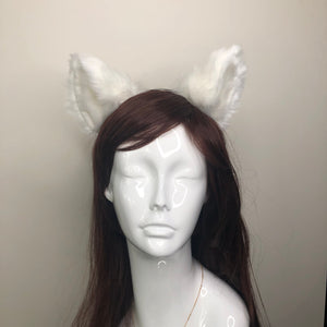 Cat ears Kitty Headwear White Furry White Fur inside Animal Headband Costume Bow Bells