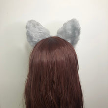 Load image into Gallery viewer, Big Cat ears Kitty Fox Headwear Gray Soft Furry Thick Grey Fur inside Animal Headband Costume Bow Bells【NALUMI】