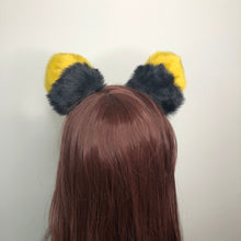 Load image into Gallery viewer, Big Cat Fox Ears Kitty Cosplay Headwear Bright Yellow Black Furry Soft Thick Fur Inside Animal Headband Costume