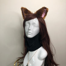 Load image into Gallery viewer, Cat ears Kitty Headwear Brown Furry Pink inside Animal Headband Costume Bow Bells