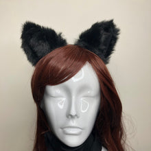 Load image into Gallery viewer, Cat ears Kitty Headwear Black Furry Animal Headband Costume Bell Bow