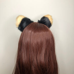 Big Cat ears Kitty Cosplay Headwear Black Furry Light Yellow Inside Animal Headband Costume