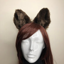 Load image into Gallery viewer, Big Cat Fox Ears Kitty Cosplay Headwear Dark Brown Furry Brown Inside Animal Headband Costume