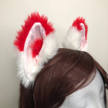 Load image into Gallery viewer, Cat ears Kitty Headwear White/Red Furry Animal Headband Costume Fox Ears