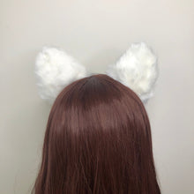 Load image into Gallery viewer, Big Cat ears Kitty Headwear White Furry Beige Fur inside Animal Headband Costume Bow Bells