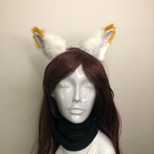 Load image into Gallery viewer, Big Cat ears Kitty Headwear White Furry Bright Yellow on Top Animal Headband Costume