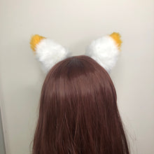 Load image into Gallery viewer, Big Cat ears Kitty Headwear White Furry Bright Yellow on Top Animal Headband Costume