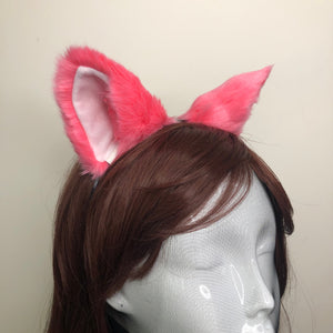 Cat ears Kitty Headwear Pink Furry Light Pink inside Animal Headband Costume Bow Bells