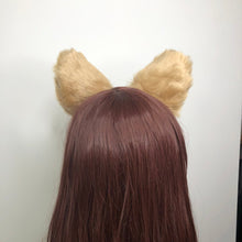 Load image into Gallery viewer, Big Cat ears Kitty Fox Headwear Light Brown Soft Furry Thick Fur inside Animal Headband Costume