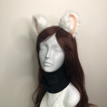 Load image into Gallery viewer, Big Cat ears Kitty Headwear White Furry Beige Soft Thick White Fur inside Animal Headband Costume