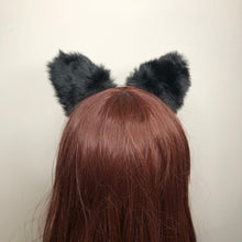 Load image into Gallery viewer, Cat ears Kitty Headwear Black Furry Animal Headband Costume Bell Bow