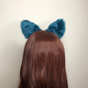 Cat ears Kitty Cosplay Headwear Blue Furry Pink Inside Animal Headband Costume