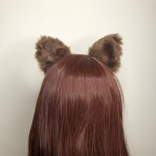 Load image into Gallery viewer, Cat ears Kitty Cosplay Headwear Brown Furry Yellow Fur Inside Animal Headband Costume