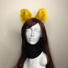 Load image into Gallery viewer, Big Cat ears Kitty Cosplay Headwear Yellow Furry Yellow Fur Inside Animal Headband Costume