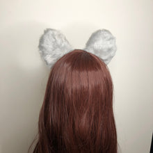 Load image into Gallery viewer, Big Cat ears Kitty Cosplay Headwear Gray Furry White Fur Inside Animal Headband Costume