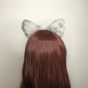 Cat ears Kitty Cosplay Headwear Light Gray Furry White inside Animal Headband Costume