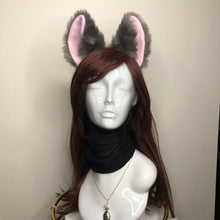 Load image into Gallery viewer, Big Cat ears Kitty Cosplay Headwear Gray Furry Pink Inside Animal Headband Costume