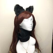 Load image into Gallery viewer, Cat ears Kitty Headwear Black Furry Animal Headband Costume Bell Bow