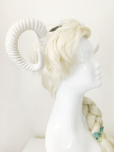 Load image into Gallery viewer, White Horn Demon Angel Nymph Ram Horn Headdress Diablo Sheep Costume