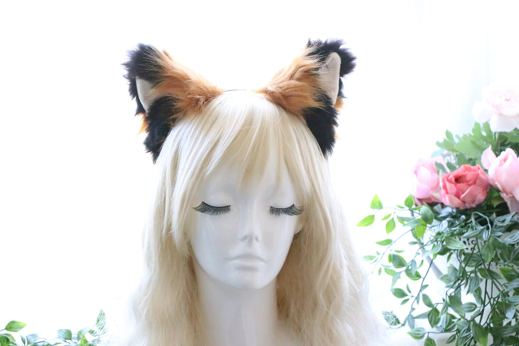 Cat ears Kitty Fox ears Nick Cosplay Headwear Black brown khaki Furry Animal Headband Costume