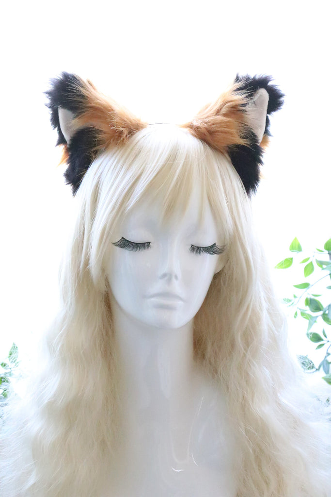 Cat ears Kitty Fox ears Nick Cosplay Headwear Black brown khaki Furry Animal Headband Costume