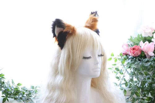 Cat ears Kitty Fox ears Nick Cosplay Headwear Black brown khaki Furry Animal Headband Costume