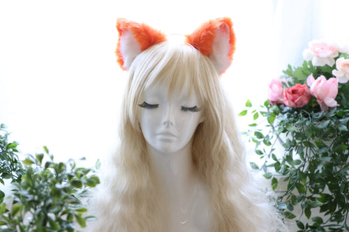 Big Cat ears Cute Kitty Headwear Headband Orange Furry Animal Headband Costume Bow Bells