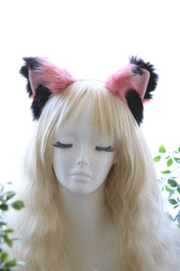 Cat ears Kitty Fox Ears Headwear Black/Watermelon Pink Furry Animal Headband Costume Bow Bells