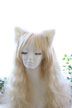 Load image into Gallery viewer, White Cat ears Kitty kitten Cosplay Anime Headwear Long Furry Animal Hair clip Hairpin Costume Natural Simulation