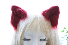 Load image into Gallery viewer, Cat ears Kitty Headwear Cute Wine Red Long Furry Animal Hairclip Hairpin Costume Natural Simulation