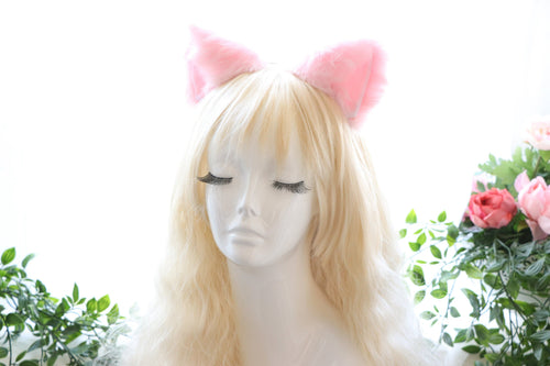 Cat ears Kitty Headwear Light Pink Furry Animal Headband Costume Bow Bells Twinkle