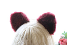 Load image into Gallery viewer, Cat ears Kitty Headwear Red Wine Brown Red Grey Inside Furry Animal Headband Costume Bow Bells