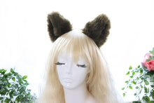 Load image into Gallery viewer, Big Cat Ears Kitty Cosplay Headwear Dark Olive Green Furry Dark Green Inside Animal Headband Costume