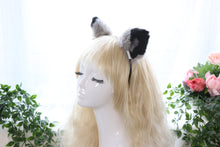 Load image into Gallery viewer, Big Cat ears Kitty Cosplay Headwear Gray Black Furry Animal Headband Costume Bell Bow