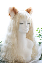 Load image into Gallery viewer, Cat ears Kitty Fox ears Cosplay Headwear Tan Yellow White Furry Flesh Wolf Dog Animal Headband Costume