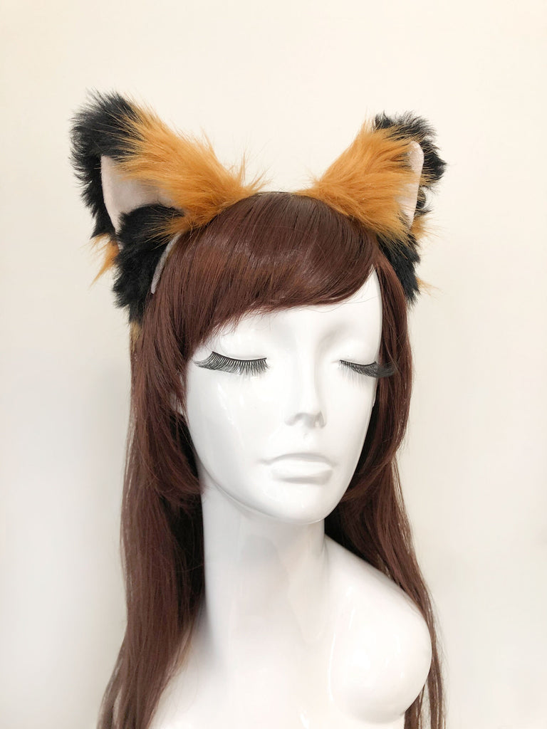 Cat ears Kitty Fox ears Nick Cosplay Headwear Black brown khaki Furry Animal Headband Costume