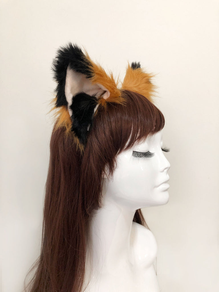 Cat ears Kitty Fox ears Nick Cosplay Headwear Black brown khaki Furry Animal Headband Costume