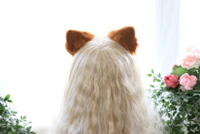 Load image into Gallery viewer, Coffee Brown Cat ears Kitty kitten Cosplay Anime Headwear Long Mix Furry Animal Hair clip Hairpin Costume Natural Simulation