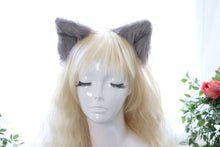 Load image into Gallery viewer, Gray Cat ears Kitty kitten Cosplay Anime Animal Headwear Long Mix Furry Animal Hair clip Hairpin Costume Natural Simulation