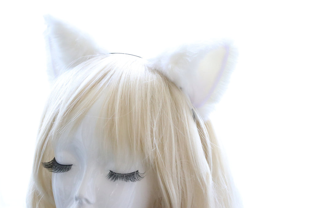 Cat ears Kitty Headwear White Furry Animal Headband Costume Bow Bells morning