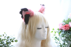 Cat ears Kitty Fox Ears Headwear Black/Watermelon Pink Furry Animal Headband Costume Bow Bells