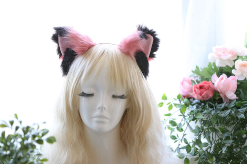 Cat ears Kitty Fox Ears Headwear Black/Watermelon Pink Furry Animal Headband Costume Bow Bells