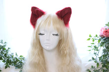 Load image into Gallery viewer, Cat ears Kitty Headwear Cute Wine Red Long Furry Animal Hairclip Hairpin Costume Natural Simulation