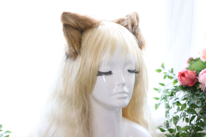 Mix Brown Cat ears Kitty kitten Cosplay Anime Headwear Long Mix Furry Animal Hair clip Hairpin Costume Natural Simulation