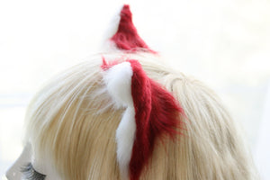 Red White Cat ears Kitty kitten Cosplay Anime Headwear Long Mix Furry Animal Hair clip Hairpin Costume Natural Simulation