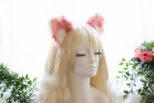 Load image into Gallery viewer, Cat ears Kitty Headwear Watermelon Pink/White Furry Animal Headband Costume Bow Bells