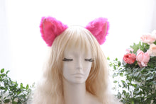 Load image into Gallery viewer, Cat ears Kitty Headwear Purple Pink Inside Furry Animal Headband Costume Bow Bells